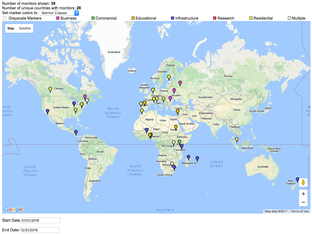 Archipelago Monitor Locations Deployed in 2016