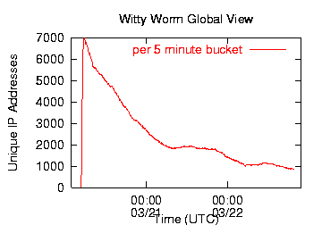 the progression of the witty infection over time