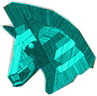 CREDS logo: a (teal) horse head